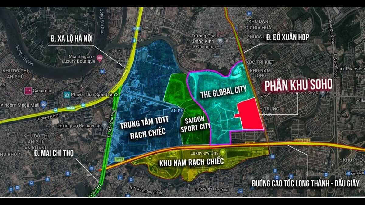 Nhiều tuyến đường huyết mạch nằm xung quanh The Global City