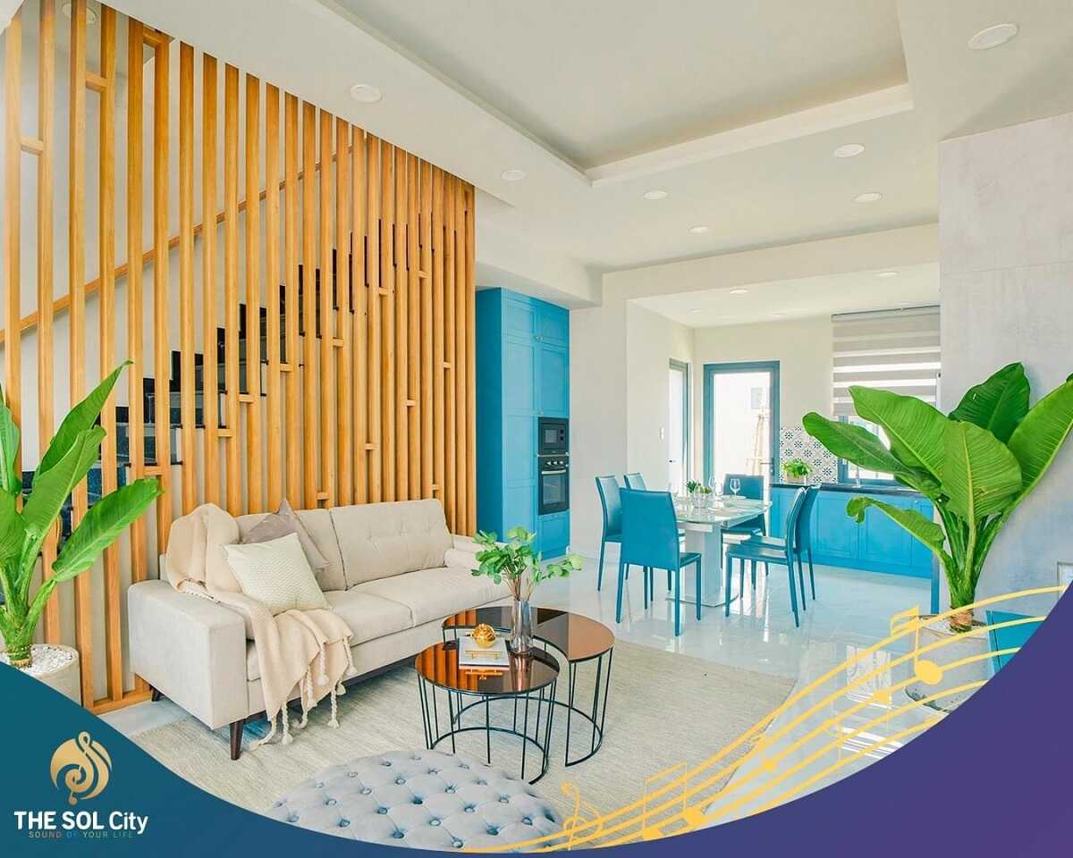 Phòng khách nối liền với nhà bếp