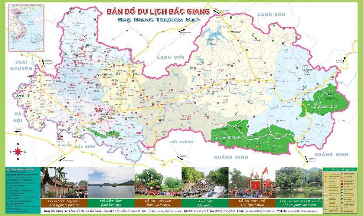 Bản đồ các địa điểm du lịch tỉnh Bắc Giang