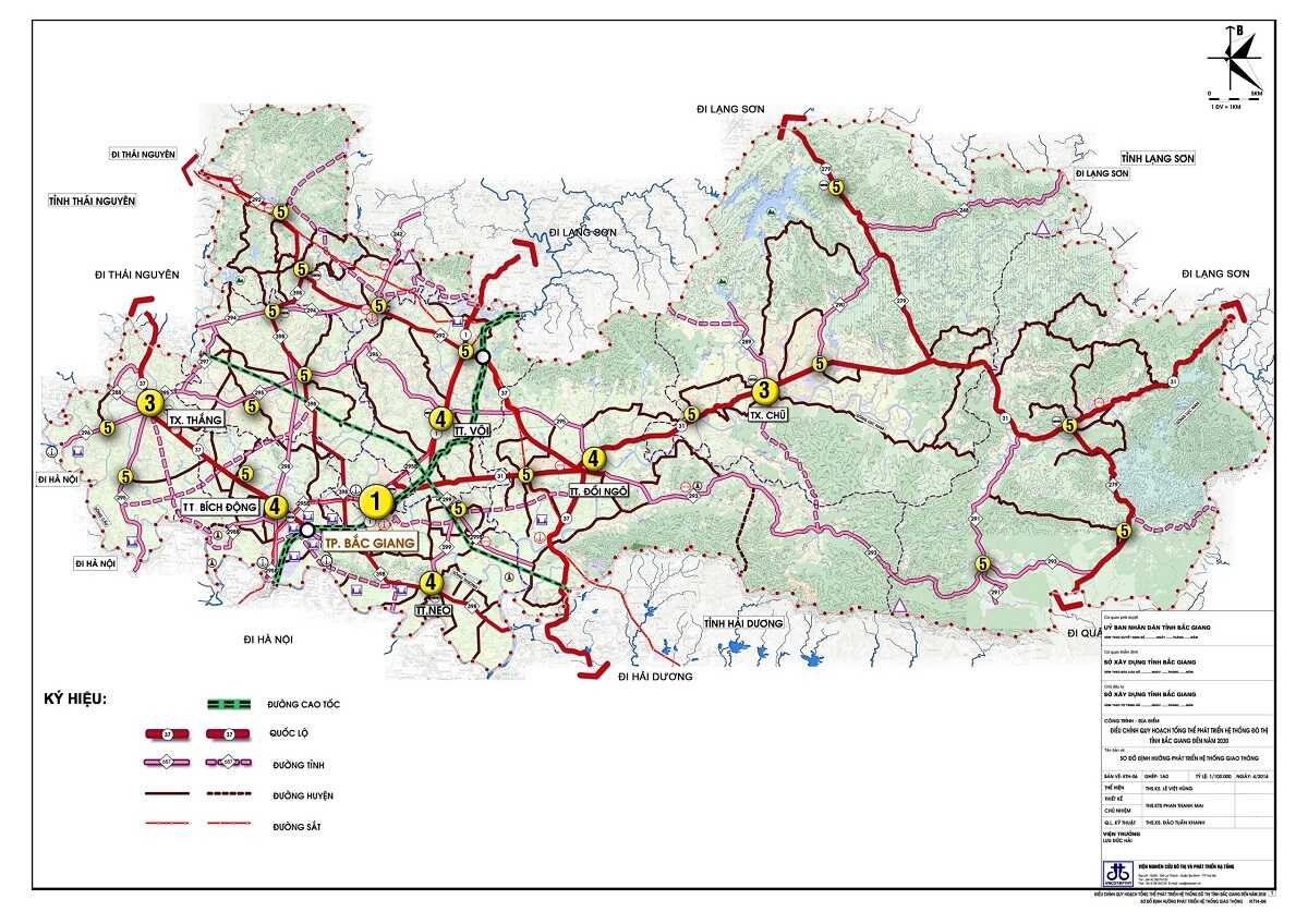 Bản đồ phân bố giao thông Bắc Giang