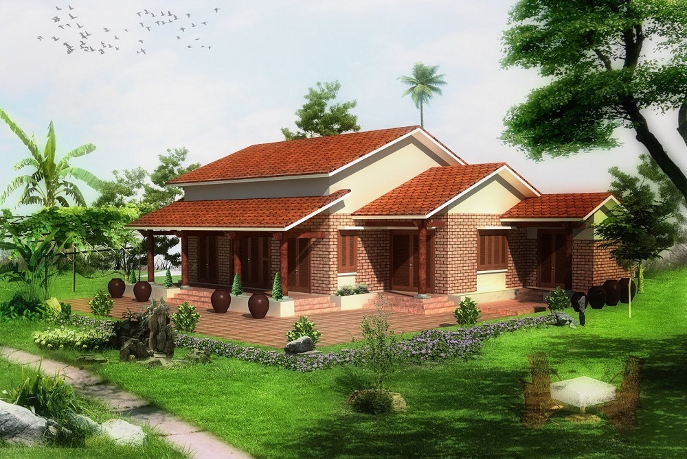 Mẫu nhà cấp 3 truyền thống sân vườn rộng