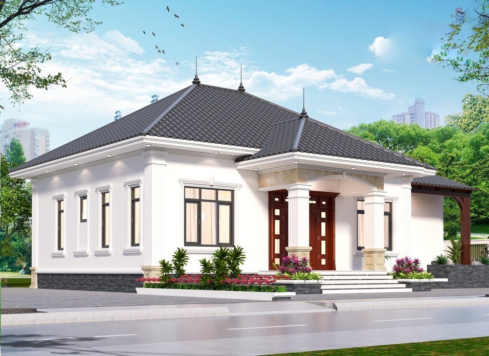 Mẫu nhà cấp 3 hiện đại, mái thái